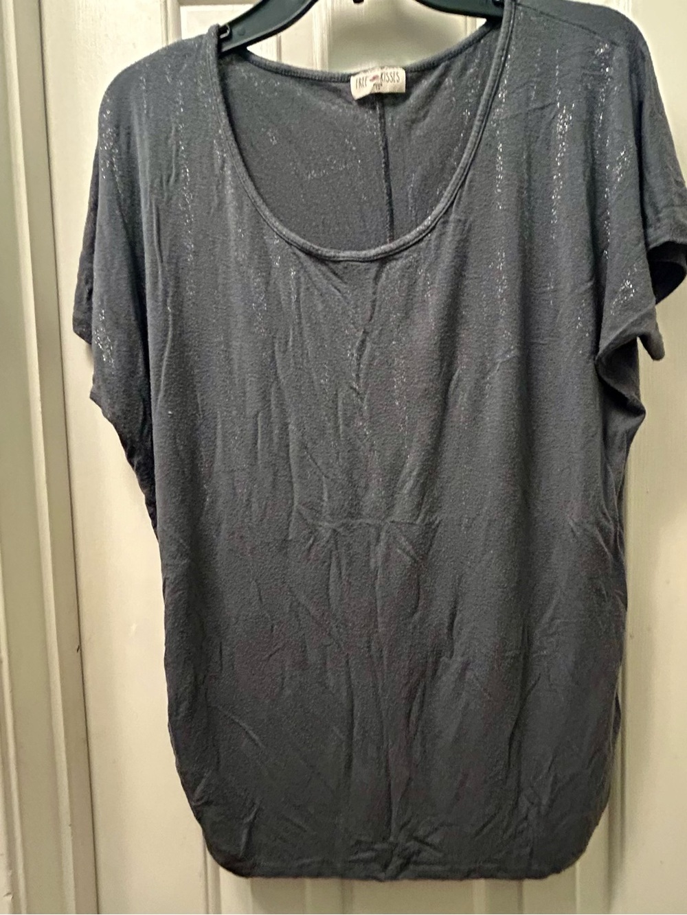Slate Gray Short Sleeve Scoop Neck Top